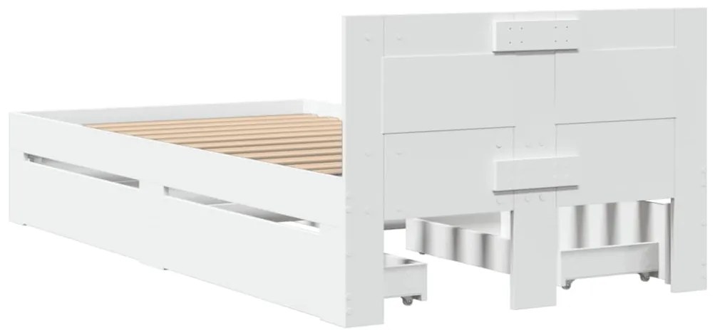 vidaXL Πλαίσιο Κρεβατιού με Κεφαλάρι Λευκό 75x190 εκ. Επεξ. Ξύλο