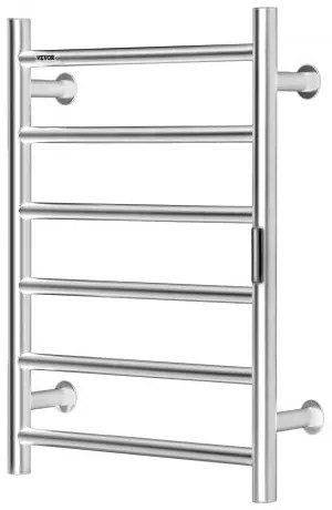 VEVOR 6-Bar Towel Warmer Rack Wall Mounted Heated Towel Rack for Bathroom Silver