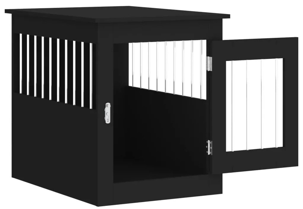 vidaXL Κλουβί Σκύλου Μαύρο 55 x 75 x 65 εκ. από Επεξεργασμένο Ξύλο