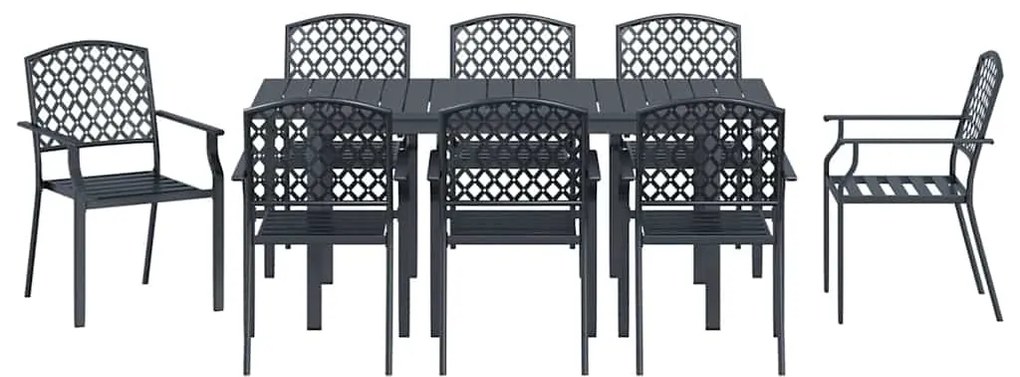 vidaXL Σέτ φαγητού για κήπο 9 pcs Ανθρακί Ατσάλι με Πούδρα
