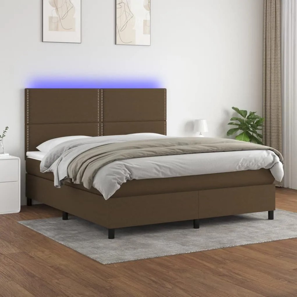 ΚΡΕΒΑΤΙ BOXSPRING ΜΕ ΣΤΡΩΜΑ &amp; LED ΣΚ.ΚΑΦΕ 180X200ΕΚ. ΥΦΑΣΜΑΤΙΝΟ 3134816