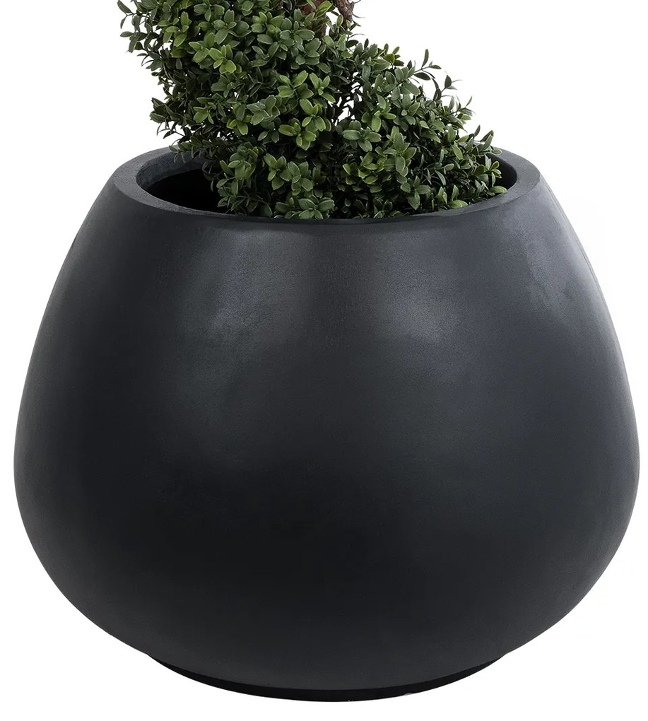 GloboStar® Artificial Garden COLOMBO 20695 Διακοσμητικό Πολυεστερικό Τσιμεντένιο Κασπώ Γλάστρα - Flower Pot Μαύρο Φ60 x Υ45cm