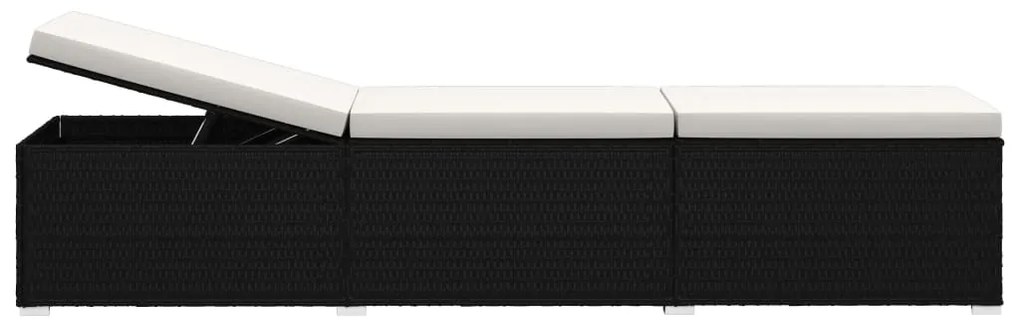 vidaXL Ξαπλώστρα Λευκό Κρεμ από Συνθετ. Ρατάν με Μαξιλάρι &amp; Τραπεζάκι