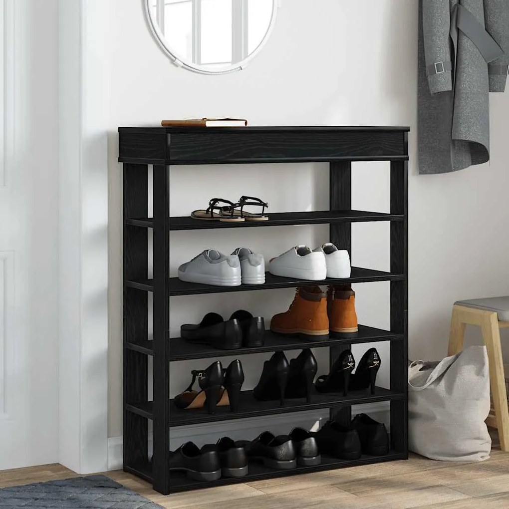 Ράφι παπουτσιών Μαύρο 80x30x98 cm Κατασκευασμένο ξύλο - Μαύρο