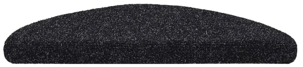 vidaXL Πατάκια Σκαλιών Αυτοκόλλητα 15 τεμ. Μαύρα Ημίκυκλα 56x17x3 εκ.