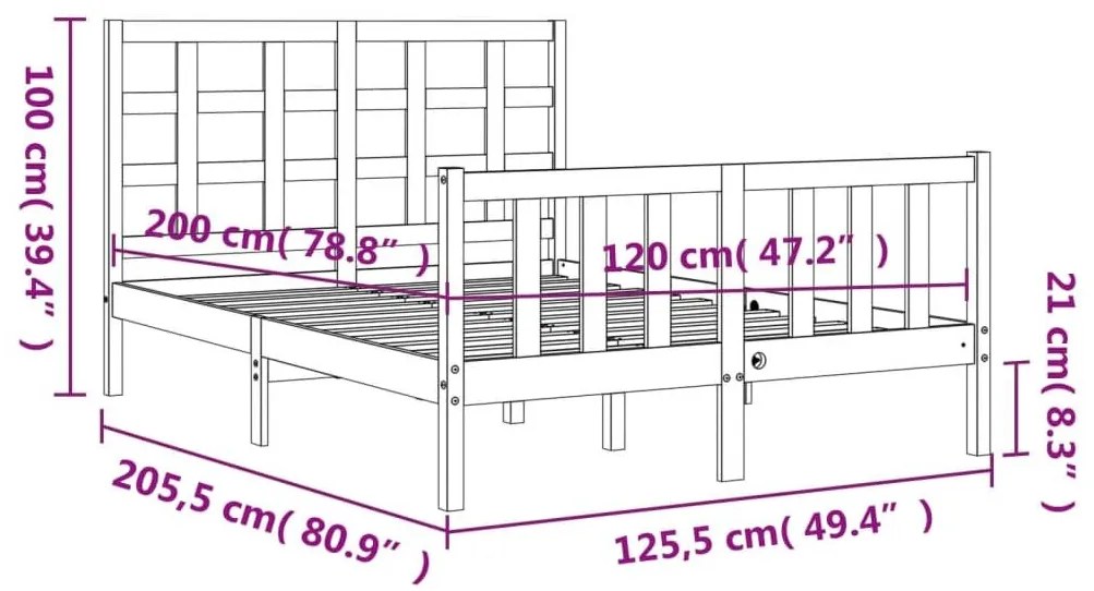 Σκελετός Κρεβατιού Χωρίς Στρώμα 120x200 εκ Μασίφ Ξύλο Πεύκου - Καφέ