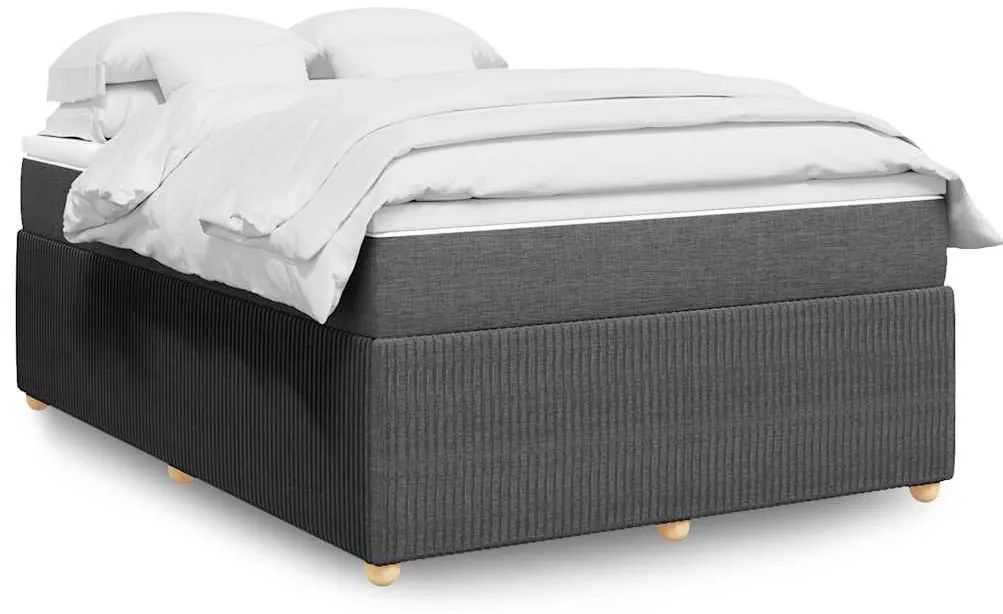 vidaXL Κρεβάτι Boxspring με Στρώμα Σκούρο Γκρι 140x190 εκ. Υφασμάτινο