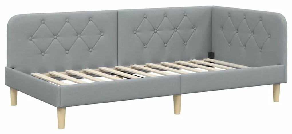 vidaXL Κρεβάτι Γωνίας με στρώμα Ανοιχτό γκρι 90 x 200 cm ύφασμα
