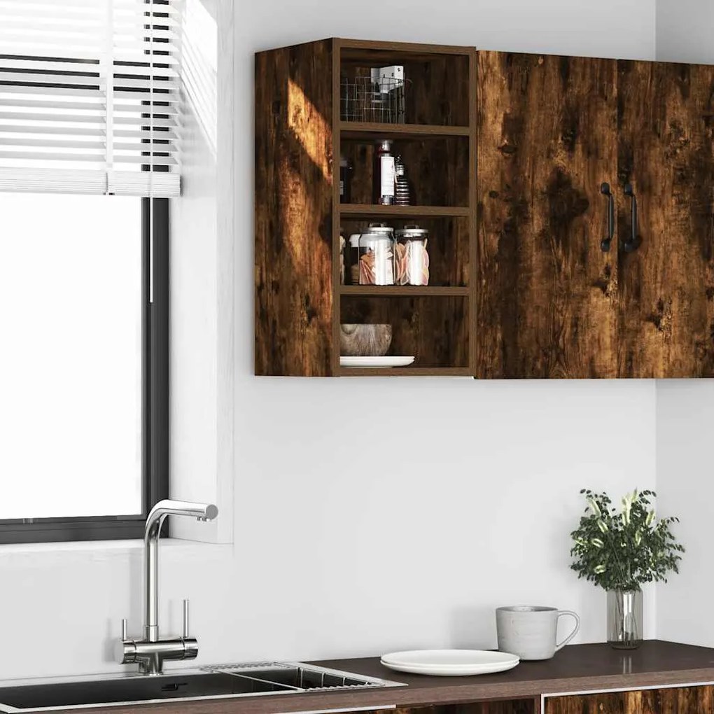 vidaXL κρεμαστό ντουλάπι Riga καπνιστή δρυς 30x29,5x60 cm