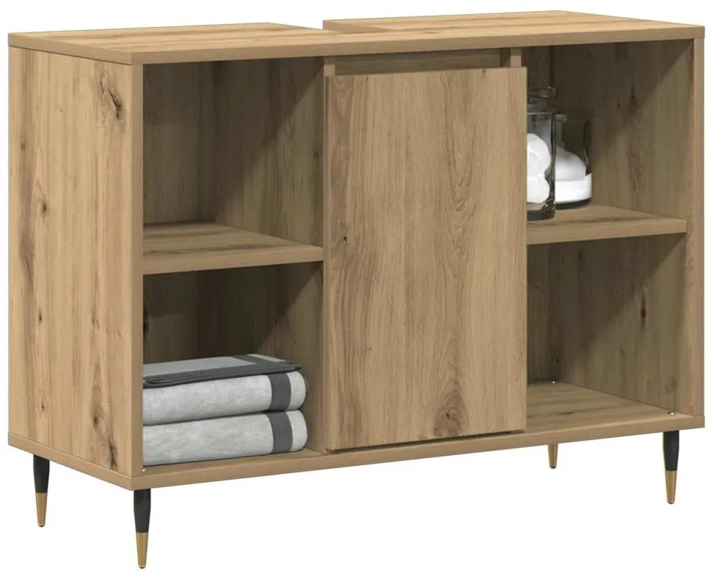 vidaXL Ντουλάπι Μπάνιου με ράφι με πόρτα artisan δρυς 80 x 33 x 60 εκ