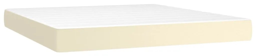 vidaXL Κρεβάτι Boxspring με Στρώμα & LED Κρεμ 160x200 εκ. Συνθ. Δέρμα