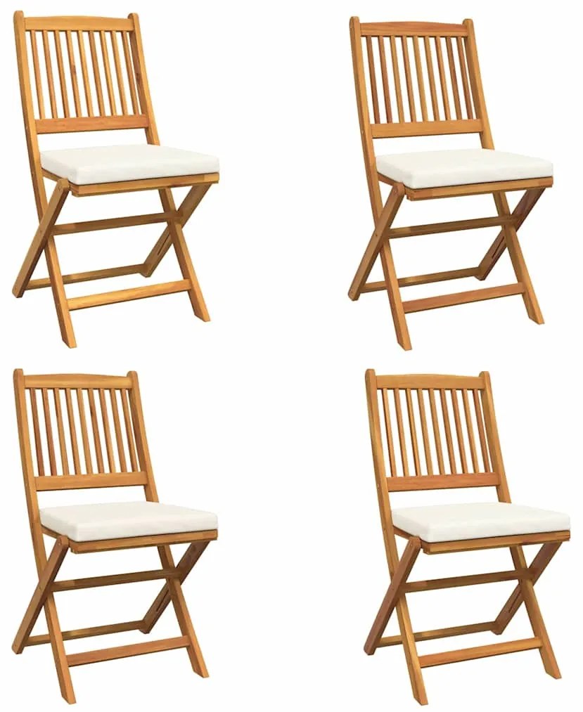 vidaXL Πτυσσόμενη Καρέκλα με μαξιλάρι 4 pcs Λευκό 49 x 57.5 x 92εκ
