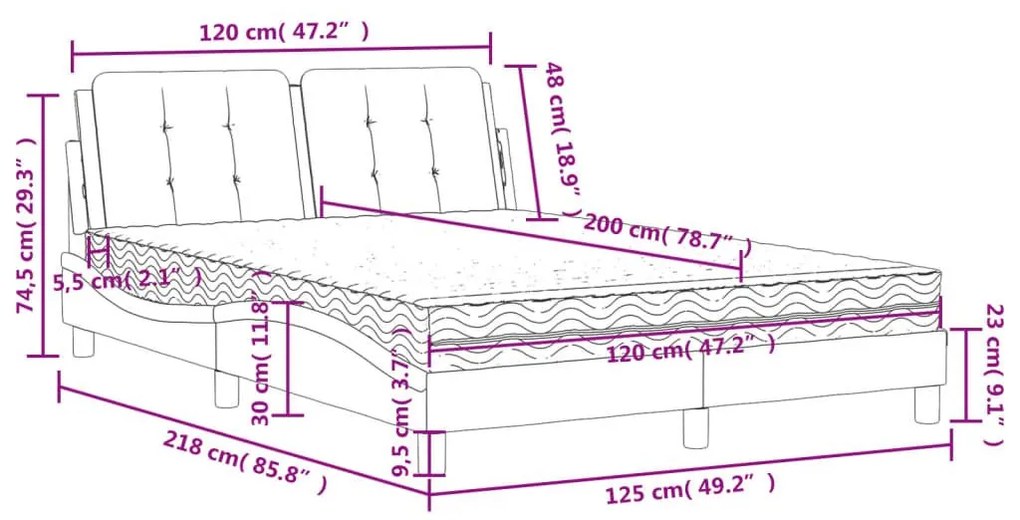 Κρεβάτι με Στρώμα Καφέ 120x200ε κ. από Συνθετικό Δέρμα - Καφέ