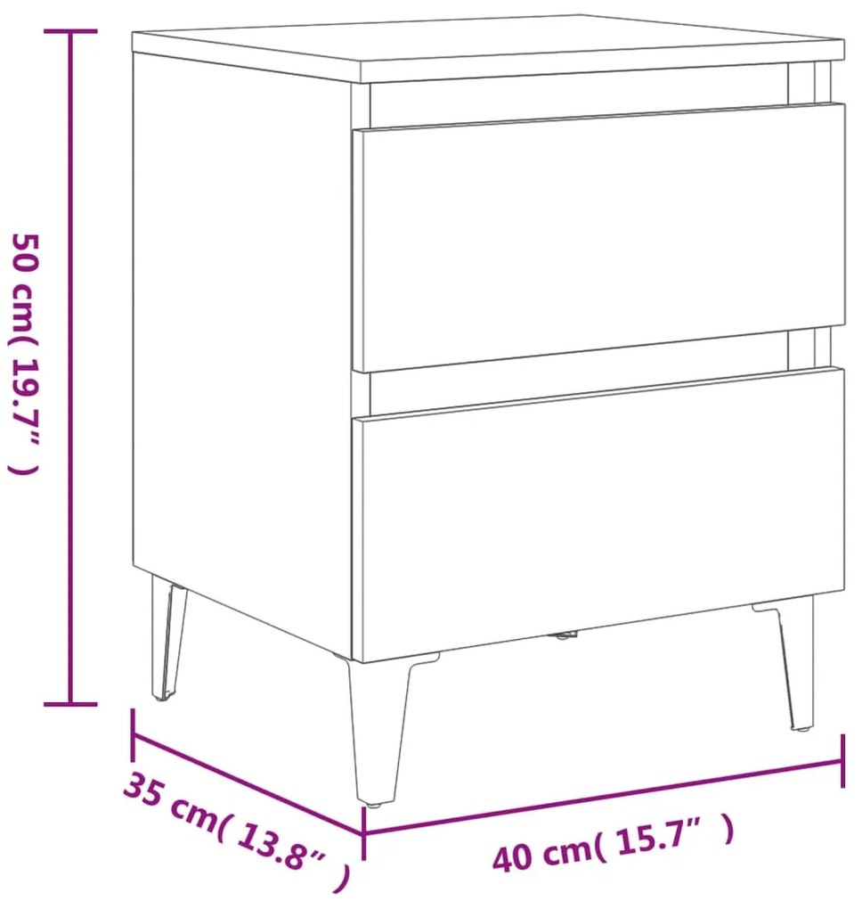Κομοδίνο Sonoma Δρυς 40 x 35 x 50 εκ. από Επεξ. Ξύλο 805875