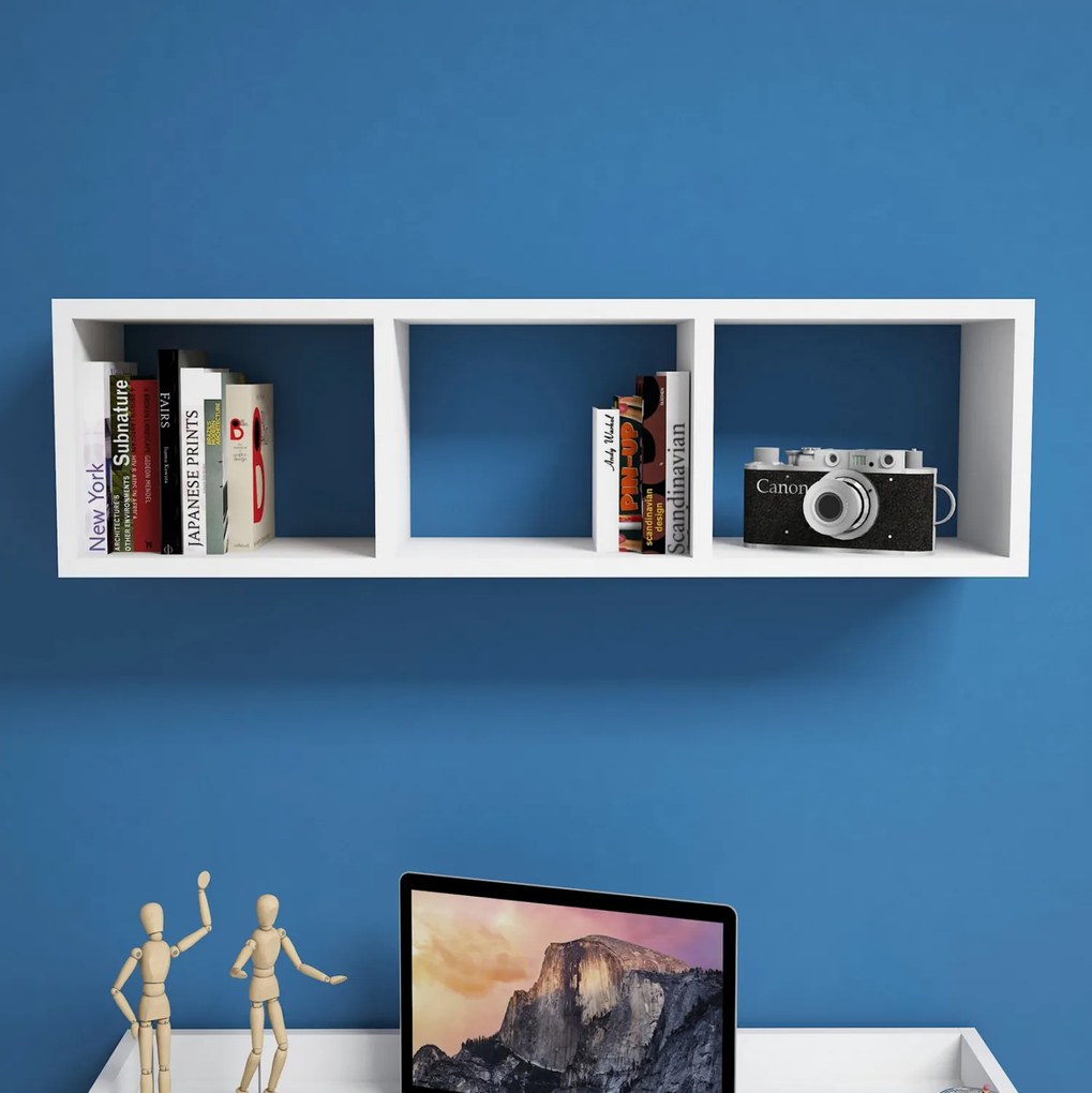 Ραφιέρα Τοίχου Μελαμίνης Λευκή 90x22x25,6Υ Εκ.