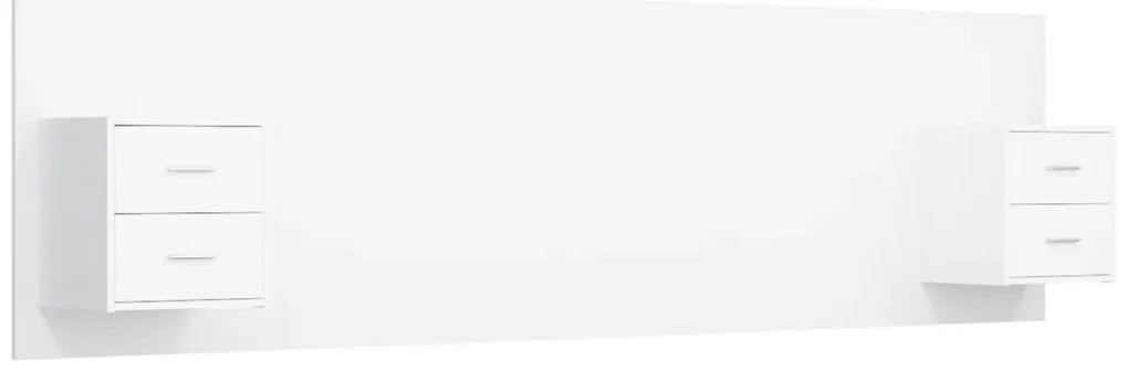 vidaXL Κεφαλάρι Κρεβατιού με Κομοδίνα Λευκό από Επεξεργασμένο Ξύλο