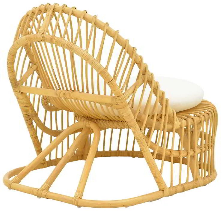 Πολυθρόνα Tromso paakoworld pe rattan σε φυσική απόχρωση με εκρού χρώμα μαξιλάρι 80x85x98εκ
