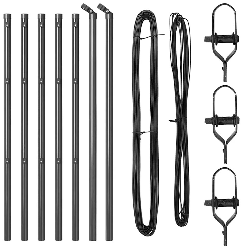 vidaXL Πό posts φράχτη 7 pcs Γκρι Ø32mm 80 εκ Γαλβανισμένος χάλυβας