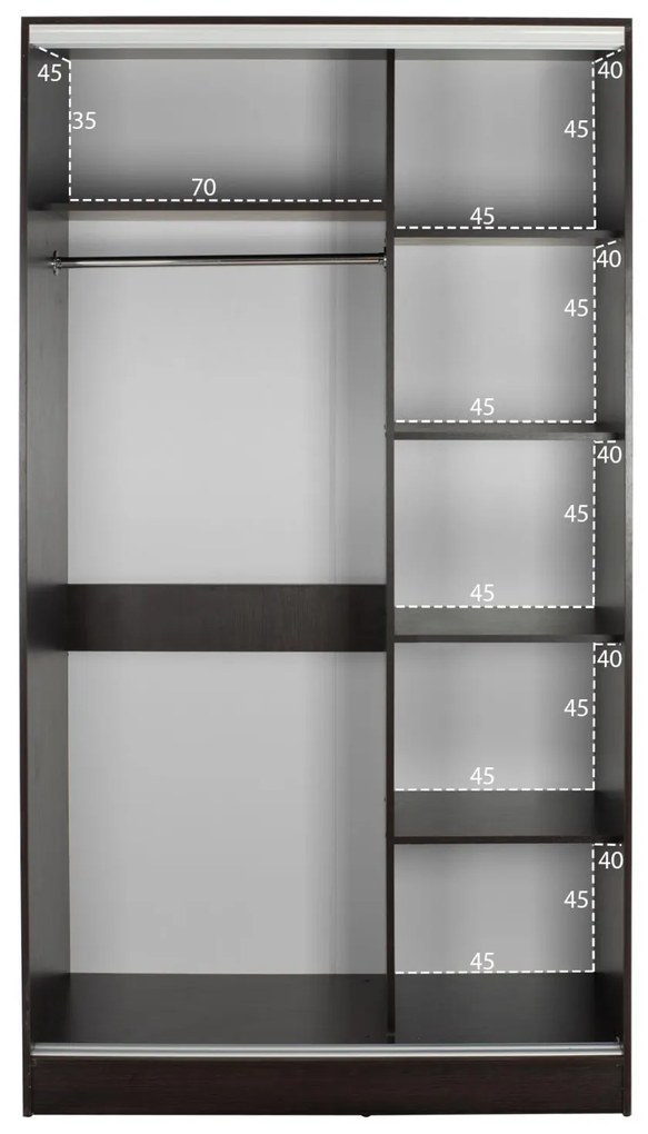 Ντουλάπα Συρόμενη ADLER Δίφυλλη με Καθρέπτη Wenge 120x60x220Υεκ. 120x60x220 εκ.