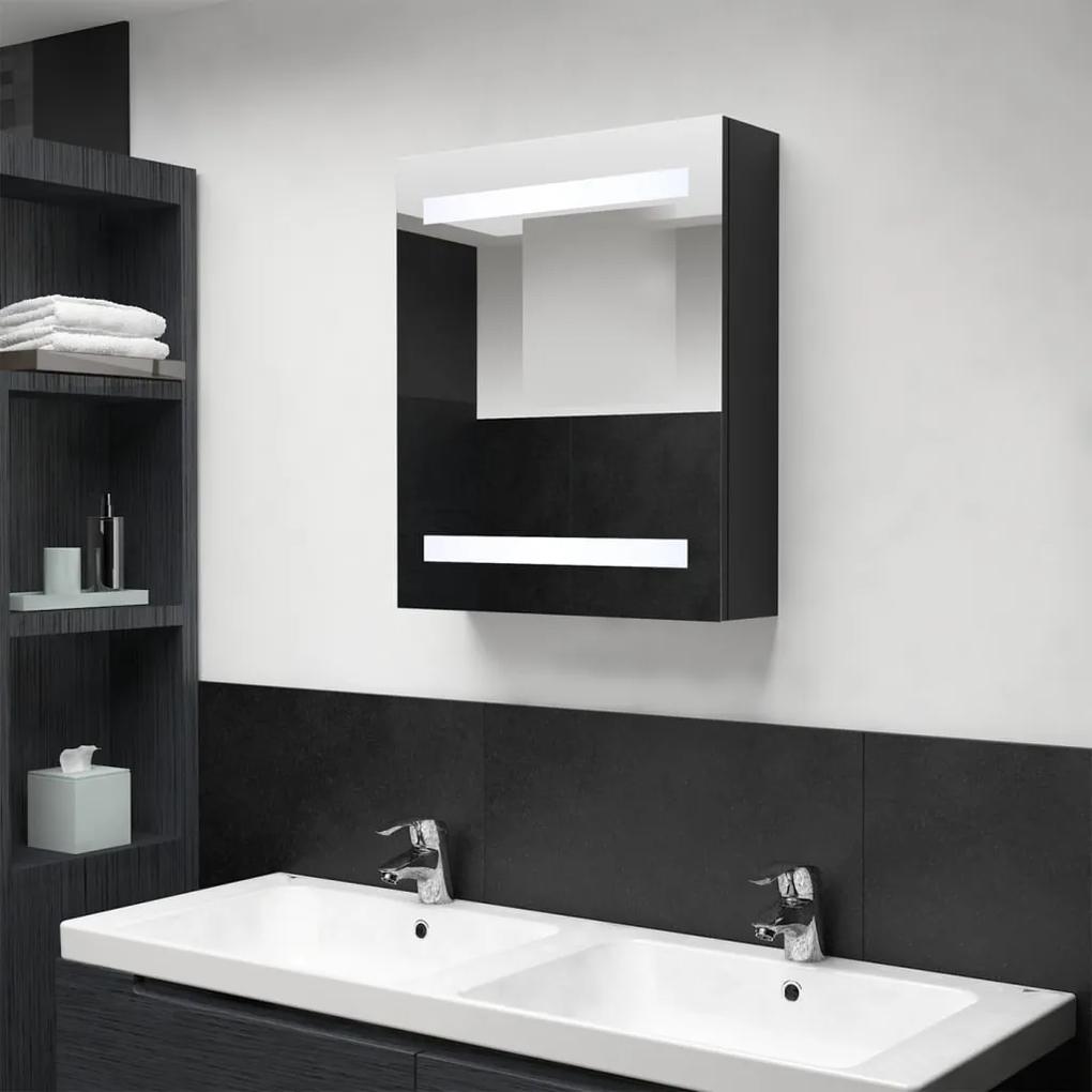 Καθρέφτης Μπάνιου με Ντουλάπι / LED Μαύρο 50 x 14 x 60 εκ.