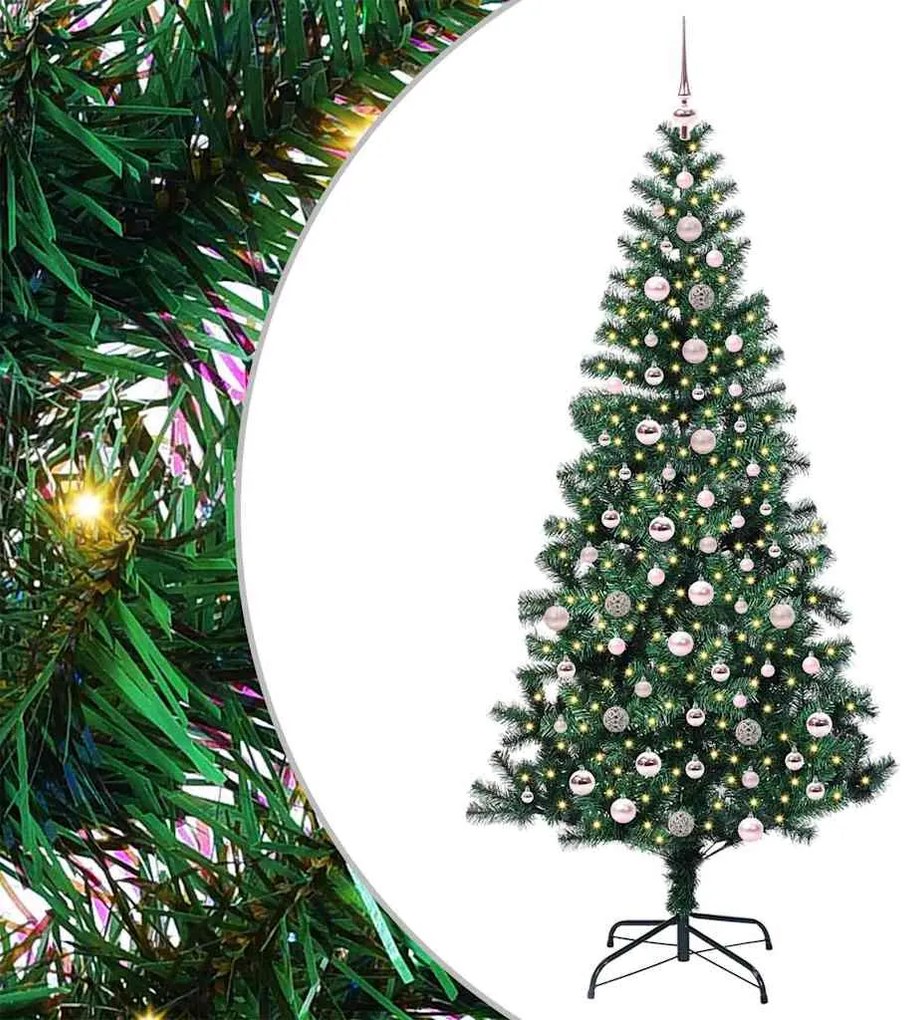 vidaXL Τεχνητό προφωτισμένο Χριστουγεννιάτικο δέντρο Πράσινο 240 cm