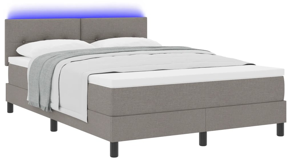 vidaXL Κρεβάτι με Στρώμα & LED Ταμπά 140x200 εκ Υφάσματος