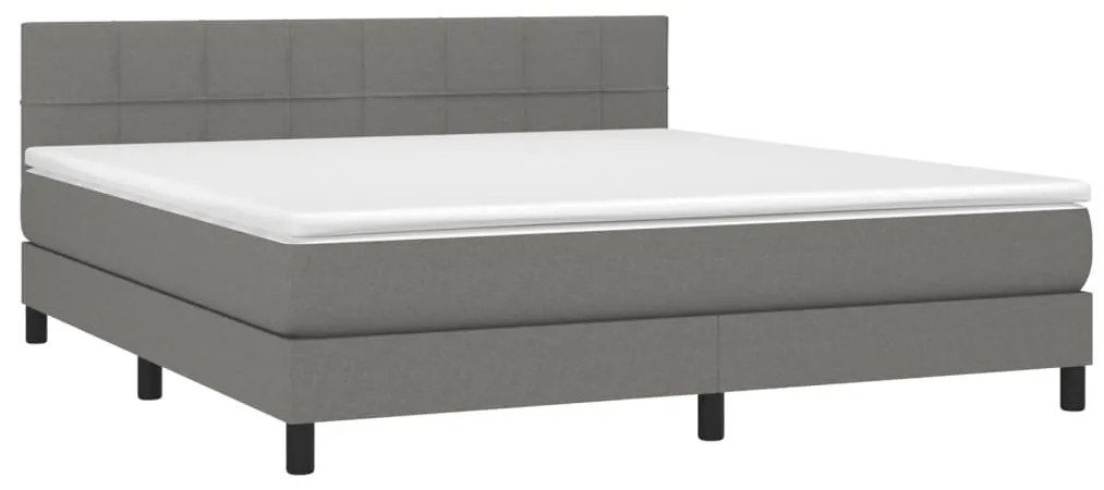 Κρεβάτι Boxspring με Στρώμα &amp; LED Σκ.Γκρι 180x200 εκ Υφασμάτινο - Γκρι