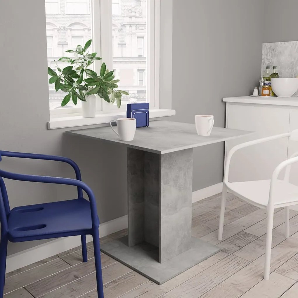 vidaXL Τραπεζαρία Γκρι του Σκυροδέματος 80 x 80 x 75 εκ. Μοριοσανίδα