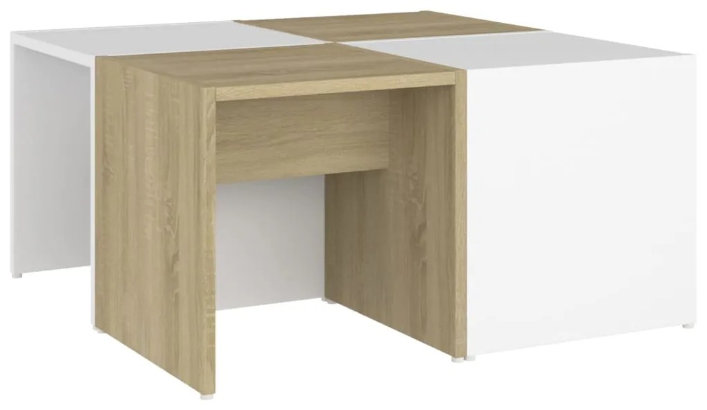 vidaXL Τραπεζάκια Σαλονιού 4 τεμ. Λευκά/Δρυς 33x33x33 εκ. Μοριοσανίδα