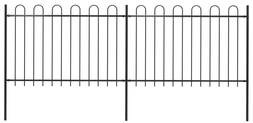 vidaXL Φράχτης Κήπου με Κορυφή από Ατσάλι 359 x 120 εκ. Μαύρος