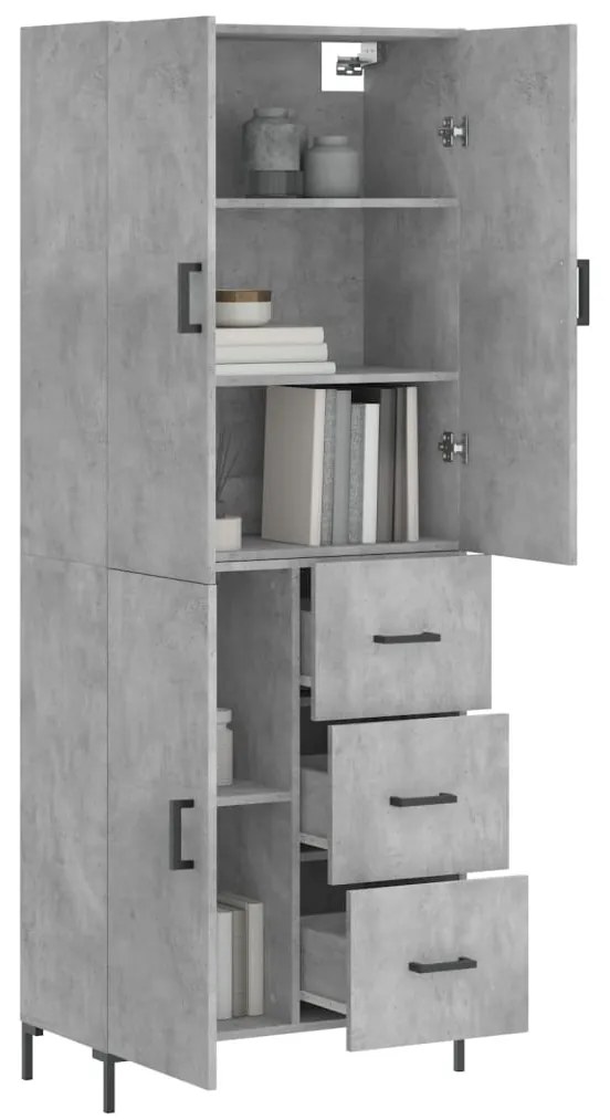 vidaXL Ντουλάπι Γκρι Σκυροδέματος 69,5x34x180 εκ. Επεξεργασμένο Ξύλο