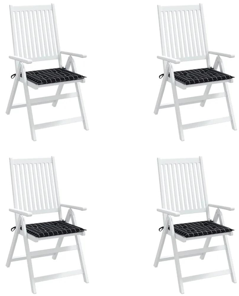 vidaXL Μαξιλάρια Καρέκλας 4 τεμ. Μαύρο Καρό 50 x 50 x 3 εκ. Υφασμάτινα