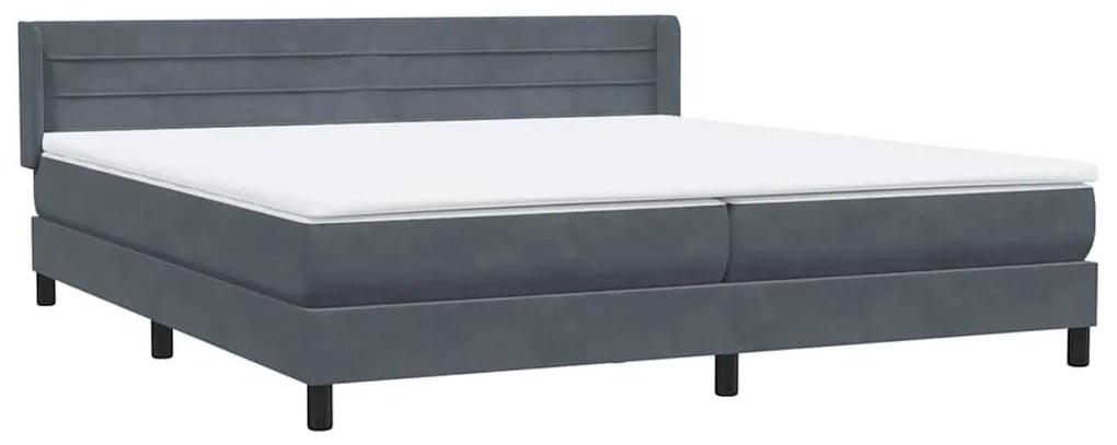 vidaXL Box Spring Κρεβάτι με στρώμα Σκούρο γκρι 200x220 cm Βελούδινο