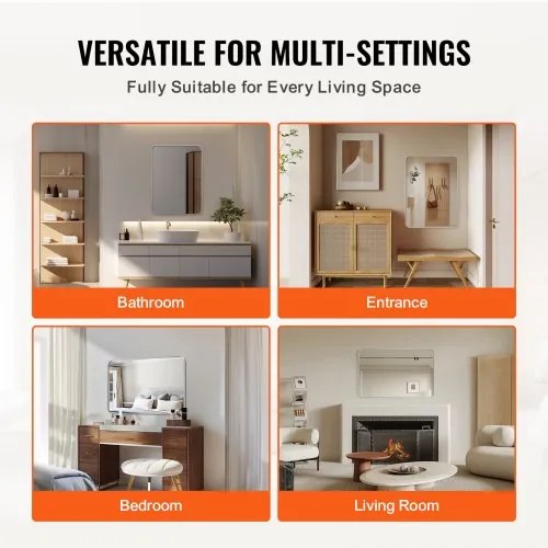 VEVOR Square Wall Mounted Mirror 22&quot; x 30&quot; Mirror with Aluminium Alloy Frame