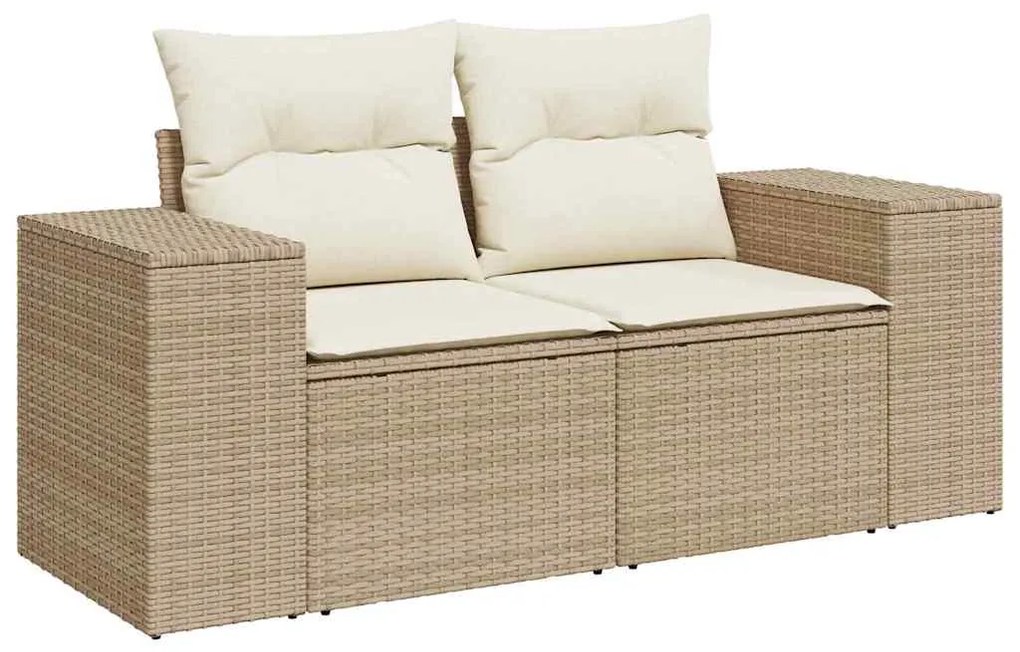 vidaXL Σετ Καναπέ Κήπου με αποθήκευση 9 pcs Μπεζ Πολυ ράταν