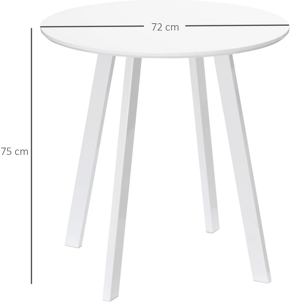 HOMCOM Τραπέζι τραπεζαρίας, τραπέζι κουζίνας, για 2 άτομα, επιφάνεια υψηλής γυαλάδας, με πόδια τραπεζιού, λευκό, 72 x 72 x 75cm