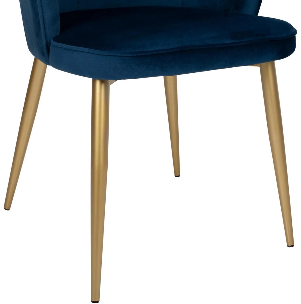 Καρέκλα AVIE C8737.08 με Χρυσά Μεταλλικά πόδια και Βελούδο Μπλέ 48x48x85εκ. 2αδα 48x48x85 εκ.