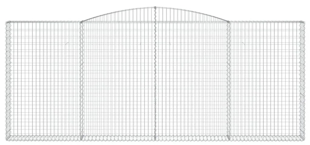 Συρματοκιβώτια Τοξωτά 4 τεμ. 400x30x160/180 εκ. Γαλβαν. Ατσάλι - Ασήμι