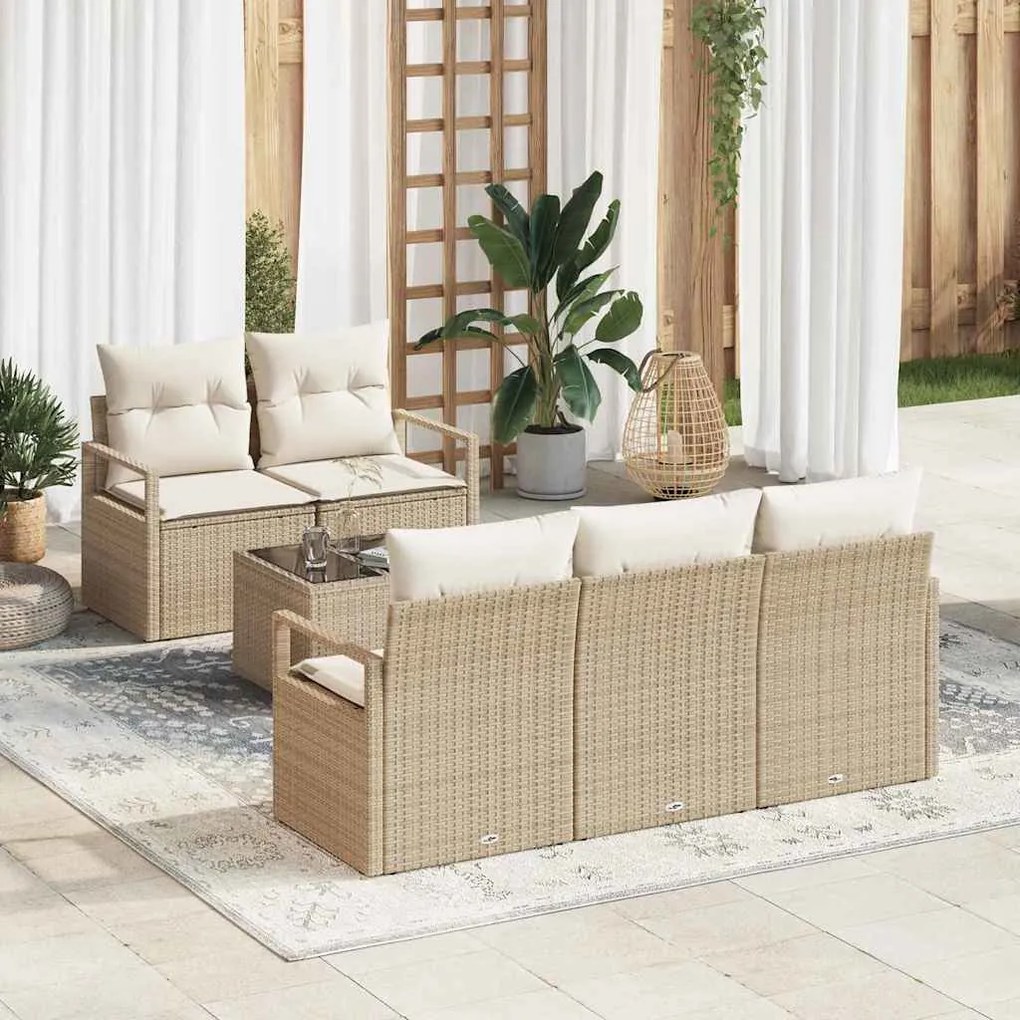 vidaXL Σετ Καναπέ Κήπου 6 pcs Μπεζ, Κρέμα 55 x 55 x 37 εκ