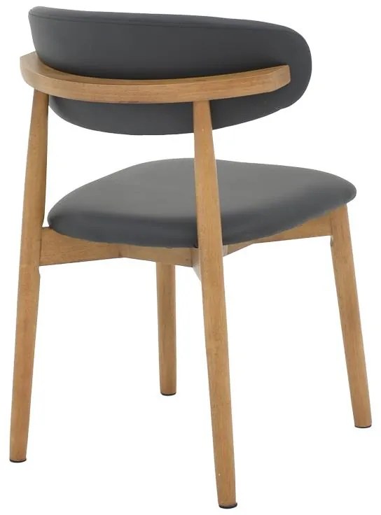 Καρέκλα Ubene rubberwood και pu σε καρυδί και μαύρο απόχρωση 46x58x79εκ 2αδα 46x58x79 εκ.