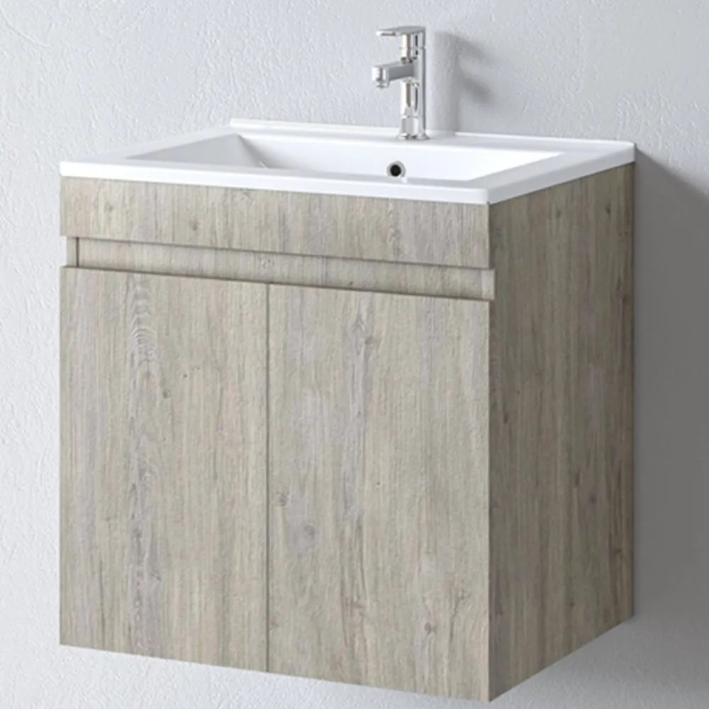 Έπιπλο Μπάνιου Πάγκος Με Νιπτήρα Omega 65 S3BOM065BON 65x45x57cm Beige-White Πορσελάνη,Μελαμίνη