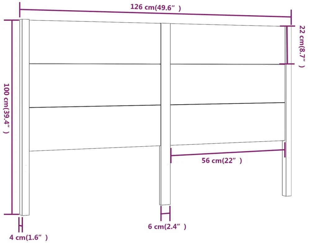 vidaXL Κεφαλάρι Κρεβατιού Λευκό 126 x 4 x 100 εκ. Μασίφ Ξύλο Πεύκου