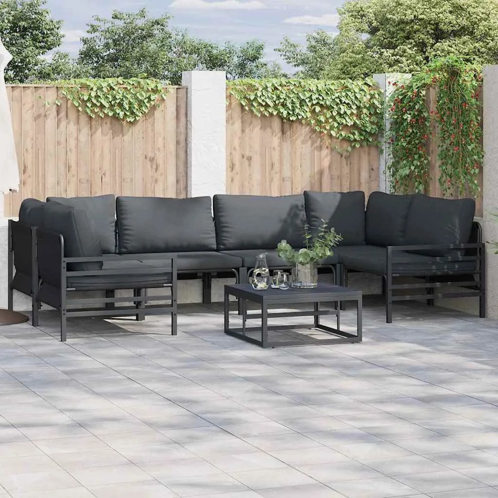 vidaXL Σετ Καναπέ Κήπου 6 pcs Ανθρακί Ατσάλι