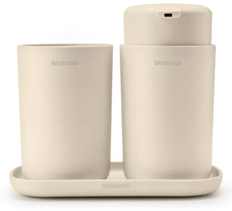 Σετ αξεσουάρ μπάνιου Brabantia ReNew 1006266, 3 τεμάχια, 250 ml, ανθεκτικό στη διάβρωση, μπεζ