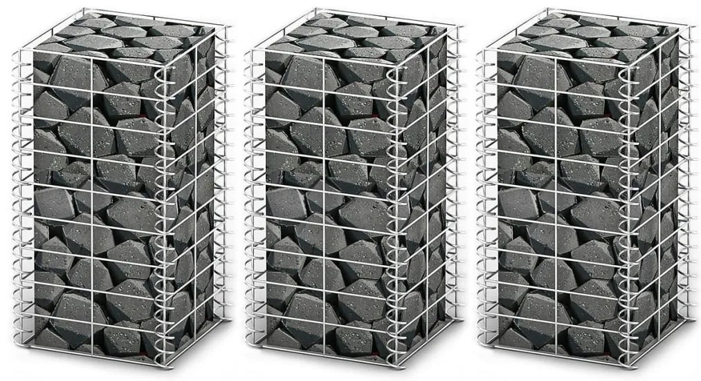 vidaXL Συρματοκιβώτια Σετ 3 τεμ. 25 x 25 x 50 εκ. Γαλβανισμένο Σύρμα