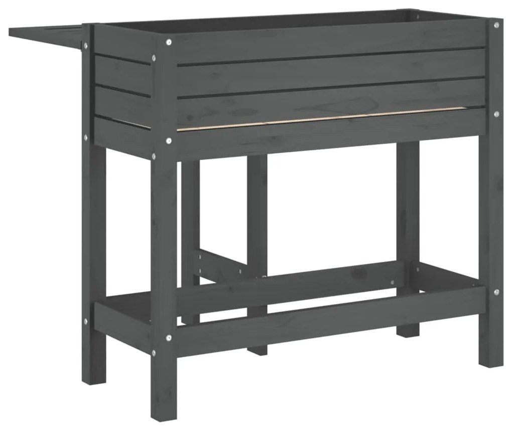 vidaXL Ζαρντινιέρα Κήπου με Πτυσσόμενο Τραπέζι Γκρι Μασίφ Ξύλο Πεύκου