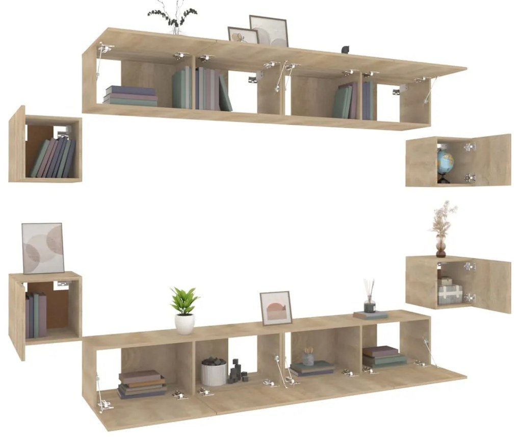 vidaXL Σετ Επίπλων Τηλεόρασης 8 Τεμαχίων Sonoma Δρυς Επεξ. Ξύλο