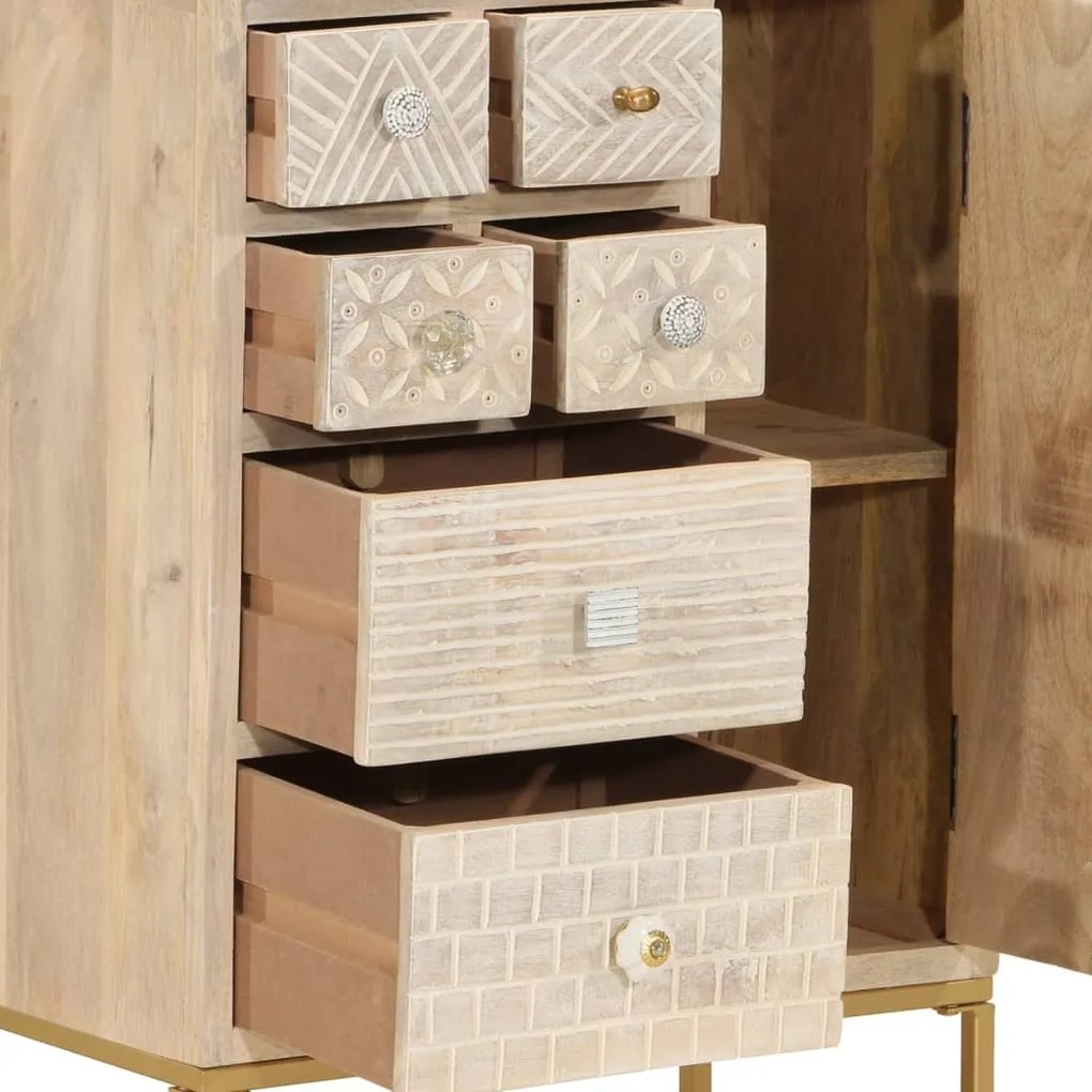 vidaXL Ντουλάπι 55 x 30 x 76 εκ. από Μασίφ Ξύλο Μάνγκο και Σίδηρο
