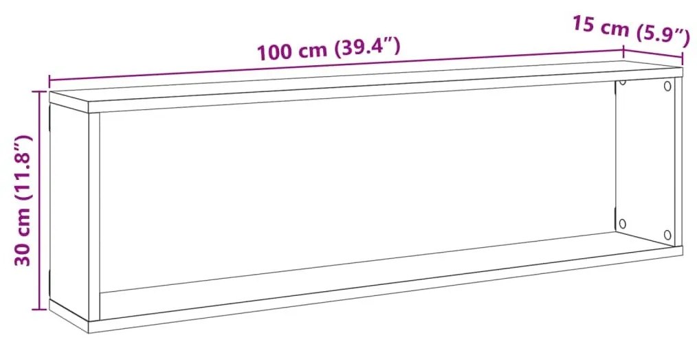 Ραφιέρες Τοίχου Κύβος Αρτισιανή Δρυς 100x15x30 εκ. Επεξ. Ξύλο - Καφέ