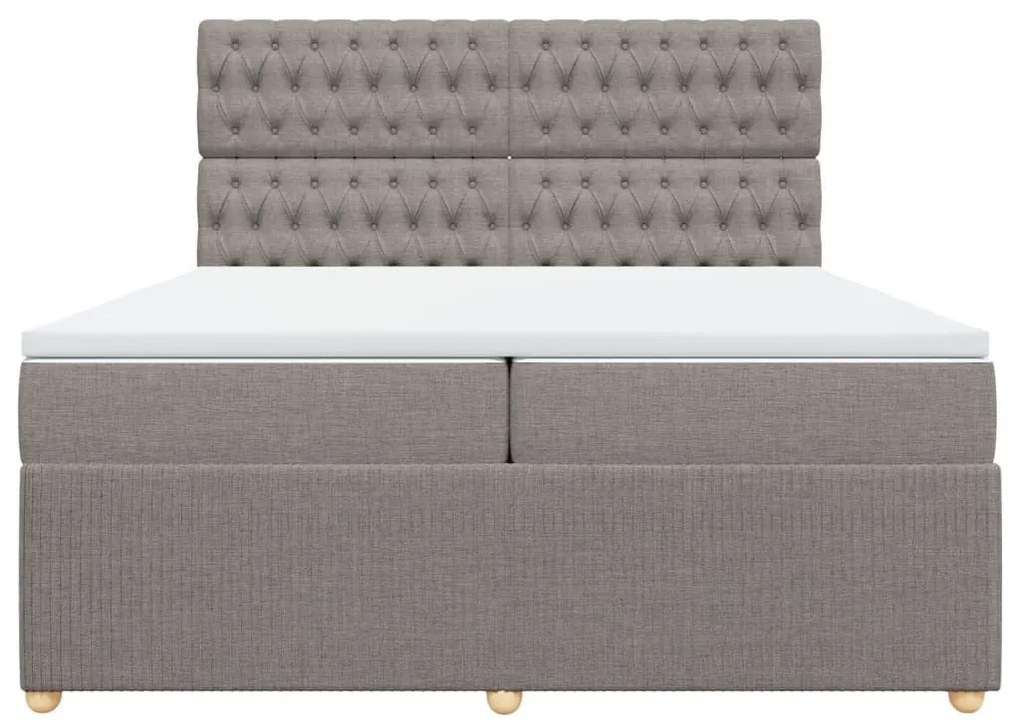 Κρεβάτι Boxspring με Στρώμα Taupe 200x200 εκ. Υφασμάτινο - Μπεζ-Γκρι